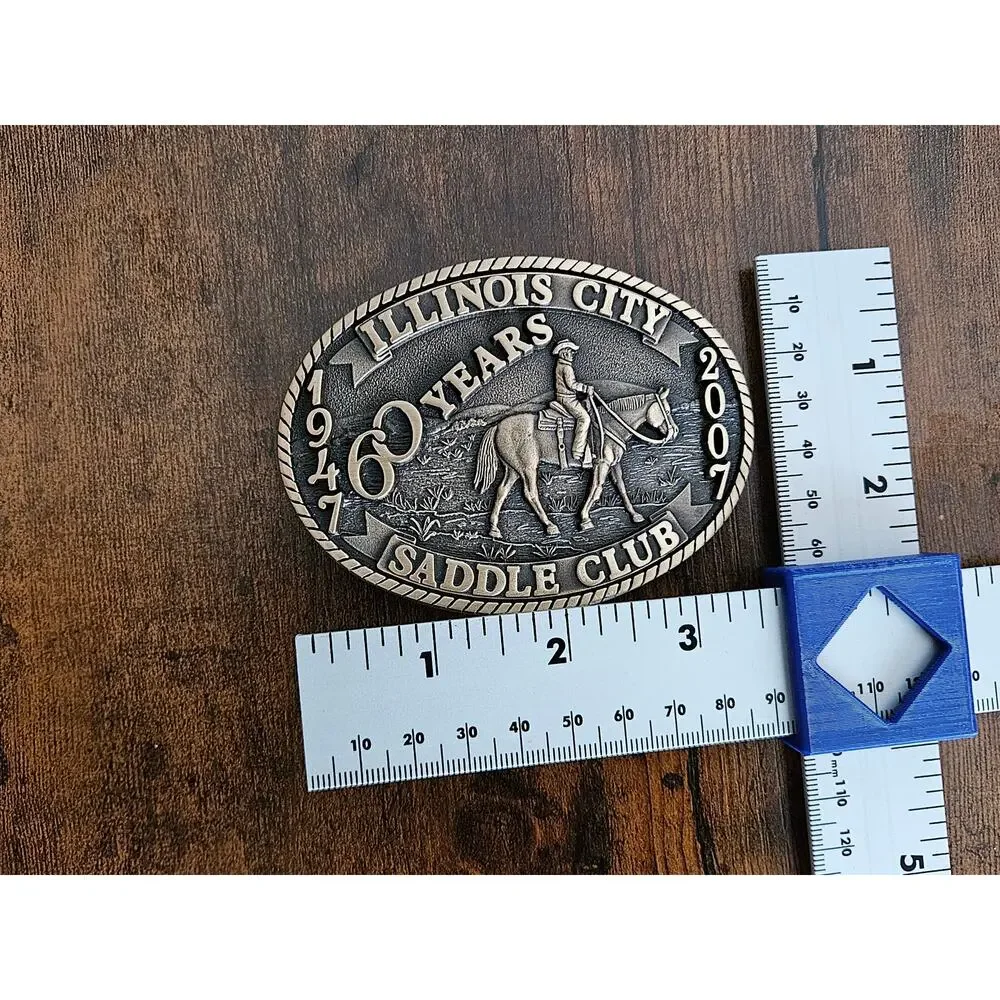 60 Year Commemorative Brass Buckle Illinois City Saddle Club, IL